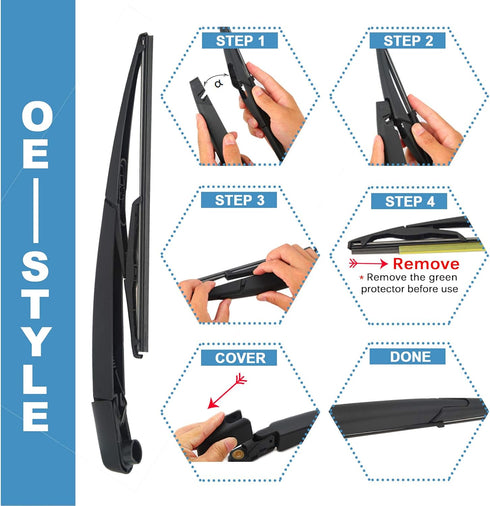Rear Windshield Wiper Blade Arm Set Replacement For Nissan Rogue 2014-2018/2013-2018 Nissan Pathfinder, Rear Wiper Blade Arm-Factory OEM Style OE#...