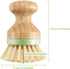 4 Pieces Bamboo Dish Scrub Brush with Holders Wooden Bamboo Round Scrubbers Stiff Bristles Pot Brushes for Wash Dishes, Pots, Pans, Kitchen Iron P...