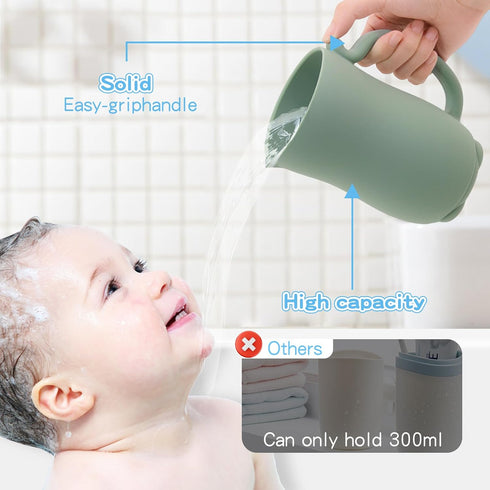 mandoo Baby Bath Rinse Cup - Food Grade Silicone - Shampoo & Body Washing Rinser Cup For Kids with Easy Grip Handle to Rinse Baby Shampoo and Soap...