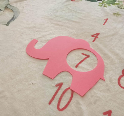 Floral Elephant Baby Monthly Milestone Blanket, Jungle Elephant Girl's Soft Fleece Monthly Milestone Blanket , Girl Elephant Nursery Infant Newbor...