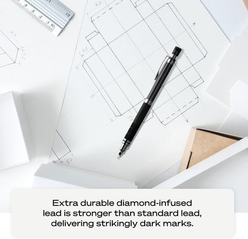 Uniball Kuru Toga Elite Mechanical Pencil Starter Kit with Silver Barrel and 0.5mm Tip, 60 Lead Refills, and 5 Pencil Eraser Refills, HB #2, Offic...