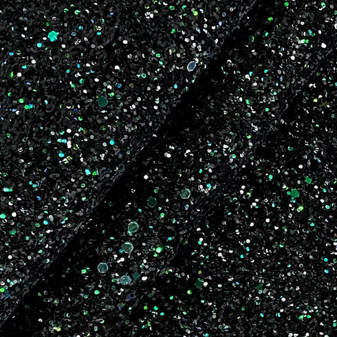 Solid Color Chunky Glitter Faux Leather Roll 12 x 53 Inch Sparkle Synthetic Sewing Fabric for Hair Bows Jewlery Making DIY Accessories (Dark Green...