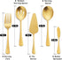 LIANYU 5-Piece Matte Gold Serving Utensils Set, Stainless Steel Serving Set Include Serving Spoon Fork, Flatware Serving Pieces for Buffet Caterin...