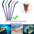 Senneny Set of 5 Stainless Steel Straws with Silicone Flex Tips Elbows Cover, 2 Cleaning Brushes and 1 Portable Bag Included (Colorful)- 8mm diame...