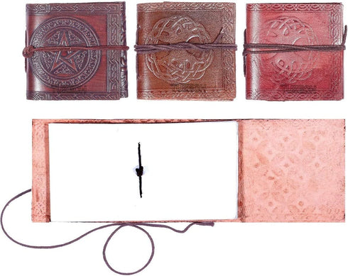 TUZECH Handmade Leather Bound Book of Shadows Mini Notebook Blank Unlined Small Pocket Tiny Journal For Office Artist Architect Personal Note Vint...