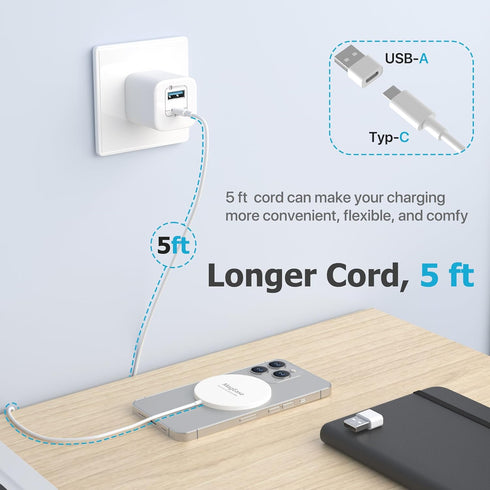 Magnetic Wireless Charger,MagEase 15W Wireless Charger mag~Safe Compatible with iPhone 15/14/13/12, AirPods 3/2/Pro/Pro2 and Samsung S24 Ultra, 5 ...