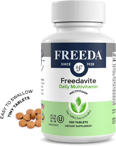 Freedavite Tiny Tablet - Moderate Multivitamin for Men and Women - Vitamin A, C, D, E, B1, B2, B6, B12, Biotin, Calcium, Zinc, Iron, Magnesium, Ma...