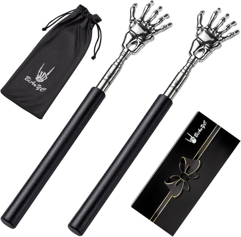 2-Pack Skeleton Hand Back Scratcher Portable Extendable Telescopic Ghost Hand Massages Back Scratcher Soft Rubber Handles with Best for Send Frien...