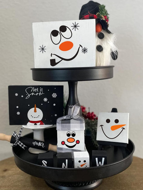 Christmas Snowman Face Stencils for Painting,3” Snowman Xmas Stencil for Wood Slice,Christmas Tree,Mantel Shelf,Window Decor...