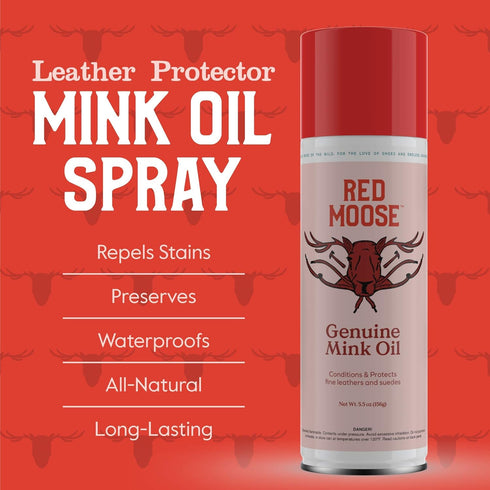 Mink Oil Spray - Waterproof Leather Shoe Protector and Boot Repair - Red Moose...