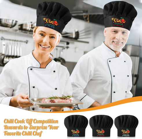 3 Pcs Chili Cook Off Chef Hats Black Chili Cook Off Champion Cooking Hats Chili Contest Adjustable Hat Chili Cook Off Prizes for Men Women 1st 2nd...