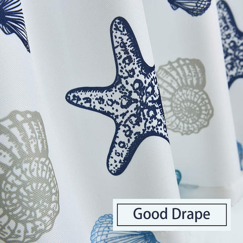 Kitchen Valances for Windows 54" x 15" Multicolor Starfish Seashell Conch Window Valances for Living Room/Kitchen/Bathroom, Rod Pocket, Blue...