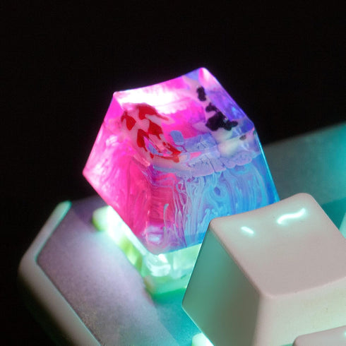 Backlit Key Cap for Cherry MX Mechanical Koi Fish Resin Artisan Keycaps 1U...