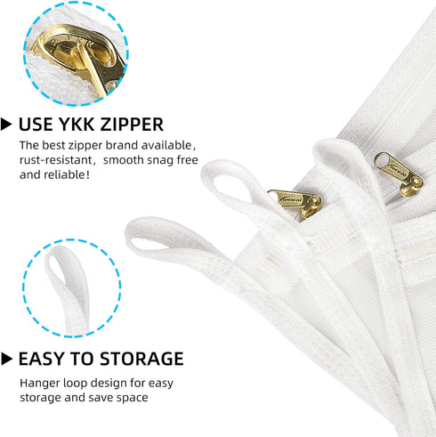 TENRAI 3 Packs Delicate Laundry Bags for Reusable Face Masks and Reusable Makeup Remover Pads,Fine Mesh Wash Bags,Use YKK Zipper, with Hanger Loop...