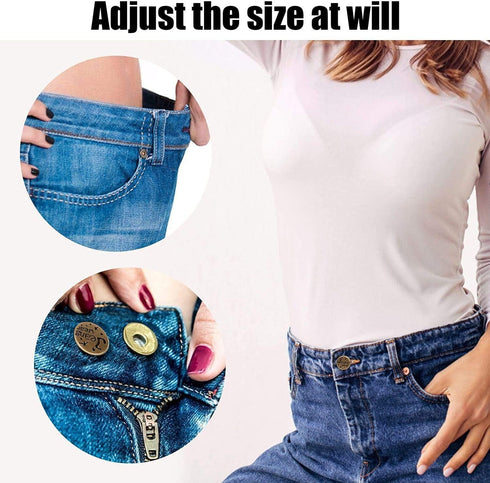 6PCS Perfect Fit Instant Button, Instant Buttons, Jean Replacement Buttons Removable Button No Sew Buttons to Extend or Reduce an Inch to Any Pant...