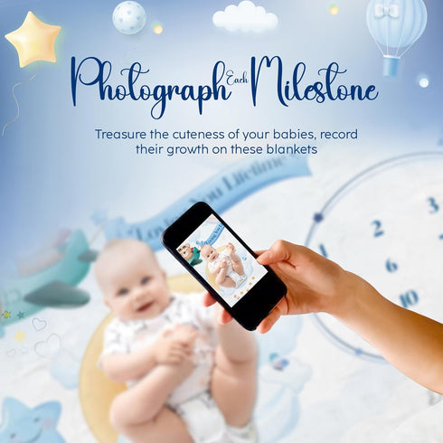 Monthly Baby Milestone Blanket - Document Every Step with Milestone Blanket for Baby boy - Personalized and Durable Keepsake Baby Monthly Mileston...