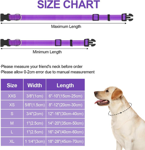 Dog Collars Adjustable for Medium Dogs,Heavy Duty Waterproof Dog Collar with Quick Release Buckle,Girl Boy Female Male Reflective Nylon Dog Collar...