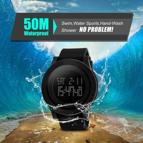 FANMIS Men's Digital Sports Watch LED Screen Large Face Electronics Military Watches Multi-functional Waterproof Alarm Stopwatch Back Light Outdoo...