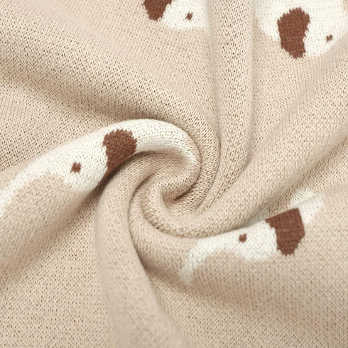100% Cotton Baby Blanket Knit Soft Cozy Swaddle Receiving Blankets Toddler Infant blanket with Lovely Elephant for Newborn Boy Girls - Camel, 90 x...