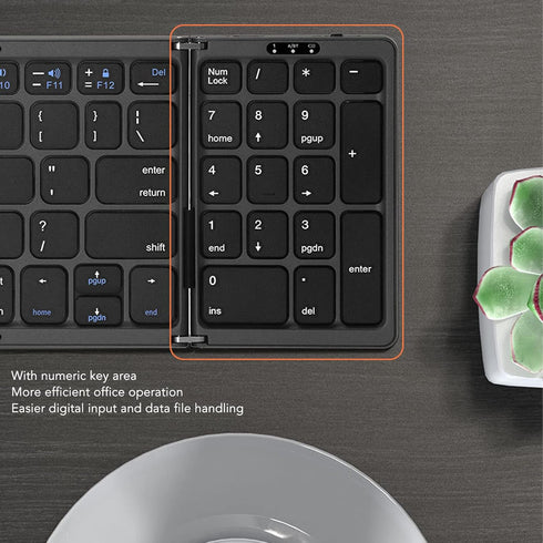 Luqeeg Foldable Bluetooth Keyboard, 81 Keys Pocket Keyboard, Rechargeable Full Size Slim Keyboard Extra Bluetooth 5.1 Keyboard for Windows Tablet ...