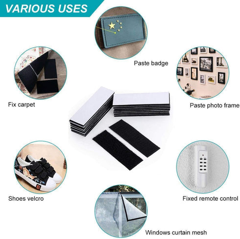 BRAVESHINE 24 Sets Hook and Loop Strips with Adhesive Backing - 1.2x4 Inch Black Picture Hanging Strips - Instead of Nail or Screws - Heavy Fasten...