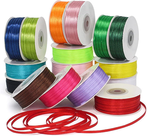 Blue Ribbon - Solid Color Thin Satin Ribbon,1/8 inch x 100 Yards Double Face Gift Ribbon for Crafts...
