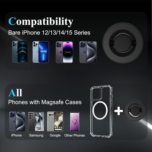 for Magsafe Car Mount, Rear View Mirror Phone Holder, Rotatable and Retractable Phone Holder for Car Compatible with iPhone 15/14/13/12 Series and...