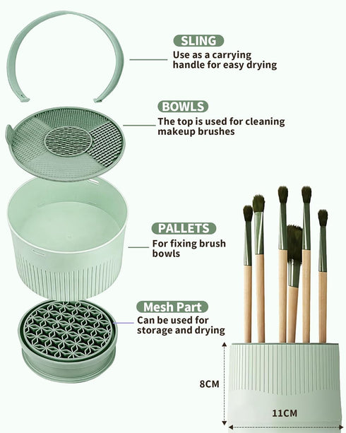 Makeup Brush Cleaner Bowl, 3 in 1 Silicone Makeup Brush Cleaning Bowl with Brush Drying Rack Makeup Brush Cleaning Tool Organizer for Makeup Brush...