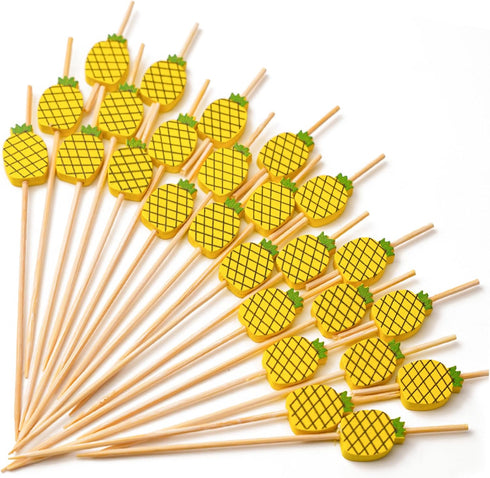 PuTwo Cocktail Picks Handmade Bamboo Toothpicks 100pcs 4.7" in Yellow Pineapples...