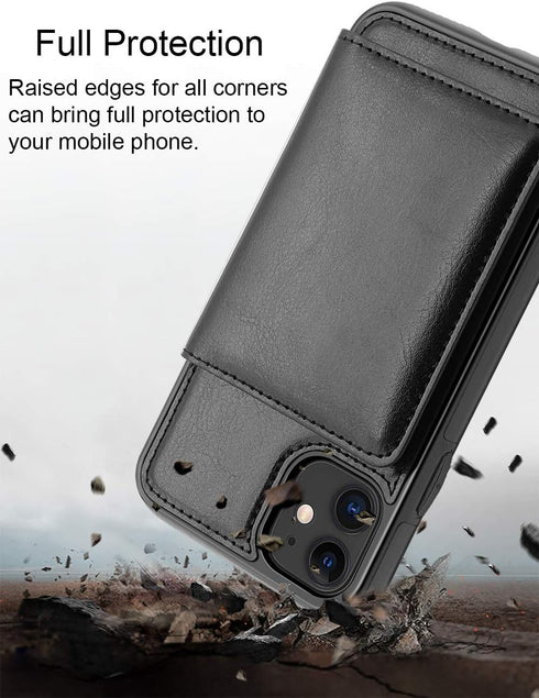 LakiBeibi Case for iPhone 11 with Card Holders, Dual Layer Lightweight Slim Leather Wallet Case Flip Folio Magnetic Lock Protective Case for Apple...