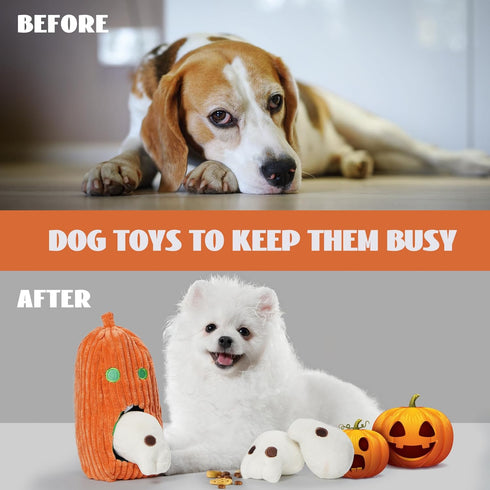 Nocciola 4 PCS Small Dog Toys, Puppy Dog Toys to Keep Them Busy, Durable Plush Dog Toys for Small Medium Size Dogs, Funny Dog Squeaky Toys for Bor...