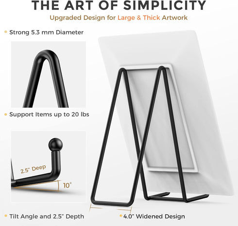 TR-LIFE 3 Pack 10 Inch Large Plate Stands for Display - Metal Plate Holder Display Stand + Picture Frame Holder Stand + Small Easels for Decorativ...