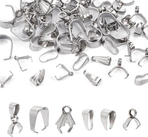 Pandahall 12Pcs 925 Sterling Silver Pinch Bails Snap on Bails Pendant Pinch Clip Bail Clasps Metal Jewelry Clasp for DIY Jewelry Making...