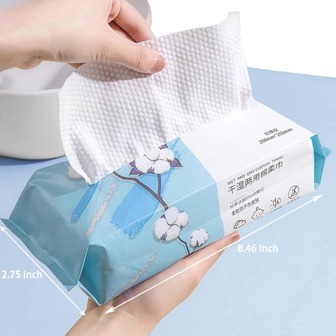 Face Towels Disposable Cotton Facial Clean Towels, 100 Count Soft Dry Facial Tissue, Travel Face Drying Towels for Skin Care, Makeup Remover, Disp...