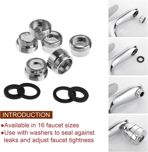 16 pcs Faucet Adapter Kit, CNYMANY Kitchen Aerator Adapter Set Male Female Sink Faucet Adapter Connecting Garden Hose Water Filter Standard Hose v...