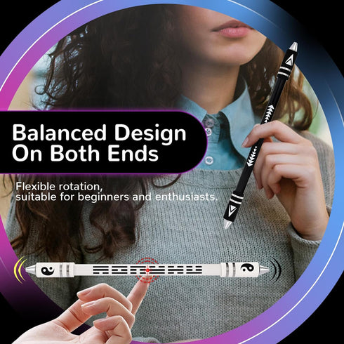 2 Colors Pen Spinning with Silicone Bracelet, Metal Heads Gaming Finger Pen, 8.5In Weighted Rotating Ballpoint Pen, Spinning Pen for Student Adult...