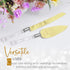 Cake Knife and Server Set, Cake Cutter and Pie Spatula, Gold Blade and Faux Crystal Handle Wedding Cake Cutting Set, Stainless Steel Gold Knife Se...