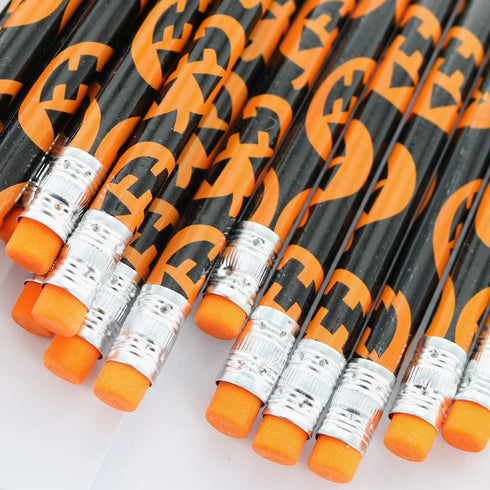 GiftExpress 48-Pack Halloween Pumpkin Pencils with Eraser, Halloween Treats for Kids, Classroom Prize, School Stationery, Halloween Décor, Jack O ...