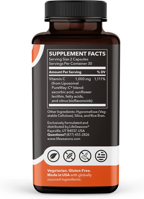 LifeSeasons Essentials Liposomal - Vitamin C Supplement - Supports Skin Heart & Boosts Immunity - Enhances Collagen Production - Antioxidants for ...