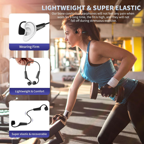 Bone Conduction Headphones Premium Open-Ear Wireless Bluetooth Sport Headphones with Microphones, Sweatproof Waterproof Wireless Earphones for Run...