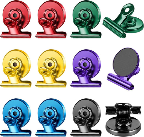 FINDMAG 12 Pack Strong Magnetic Clips Heavy Duty, Whiteboard Magnets Clips, Strong Fridge Magnetic Clips, Refrigerator Magnets Scratch Free Magnet...