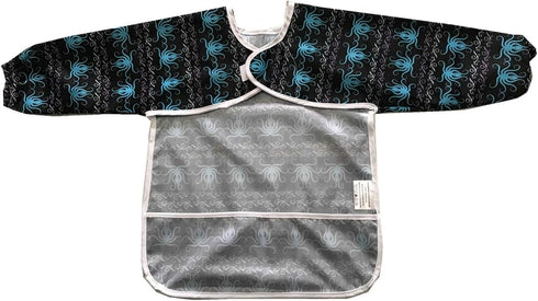 MUMBABY Baby Bib Sleeved Shirt with Pocket 1-3 Years Old Toddler Smock, Waterproof and Washable (Octopus) Blue...