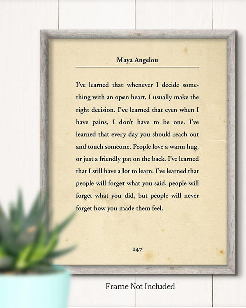 Govivo I've Learned... - Maya Angelou Book Quote Wall Art Decor Print on a beige background - Unframed 8x10 artwork printed on photograph paper...