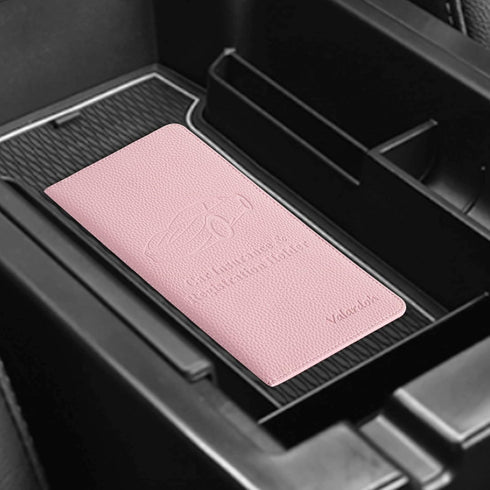 Premium Car Registration and Insurance Card Holder, Car Document Holder for Cards, Driver License & other Essential Documents (Pink)...