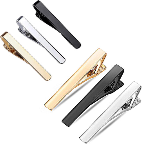 Classic Style Men's Tie Clips, Viaky Neck Ties Necktie Bar Pinch Clip with Gold Silver Black 3 Tone, Best Gifts for Your Father, Lover and Friends...