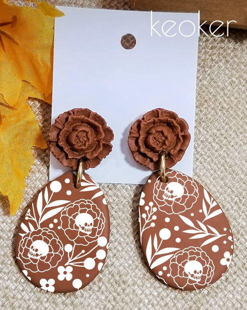 KEOKER Halloween Silk Screen for Polymer Clay, 6 PCS Fall Silk Screen Stencils for Polymer Clay on Clay & Other Jewelry Clay Earrings Decoration, ...