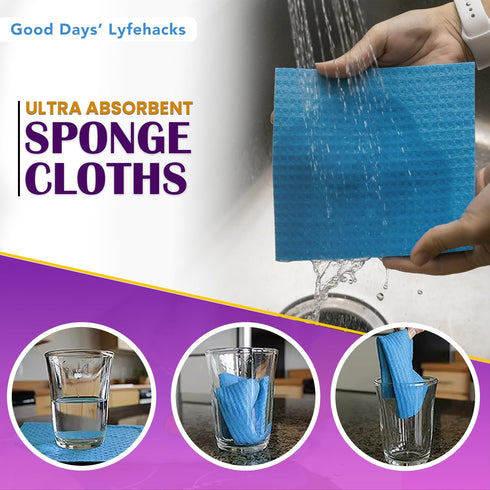 Good Days' Lyfehacks Kitchen Towels - 10 Pack Swedish Dish cloth for Kitchen: Highly Absorbent, Reusable Swedish Dish Cloths, Perfect for Cleaning...