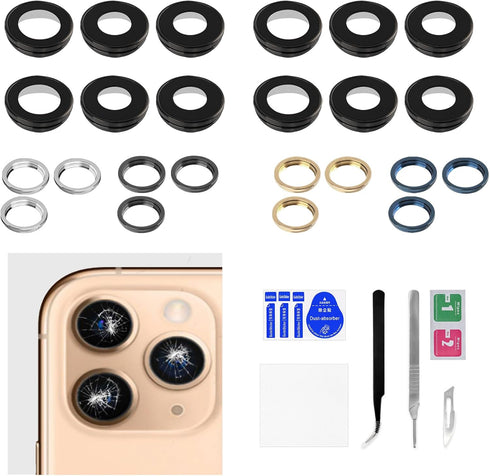 for iPhone 11 Pro Max Rear Camera Lens Replacement for iPhone 11 Pro with Metal Frame Midnight Green Silver Space Gray Gold 4 Color Cover HD Tempe...