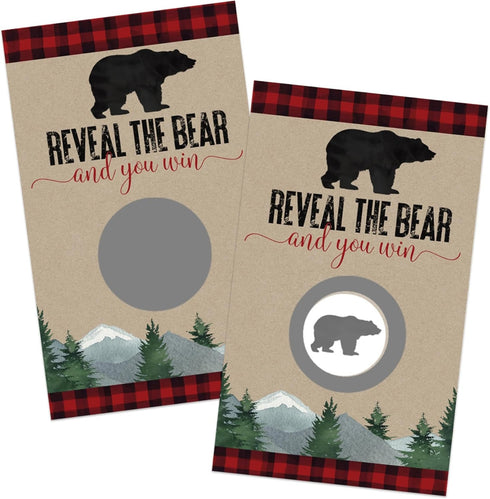 Lumberjack Mama Bear Baby Shower Games for Boys - 30 Scratch-Off Prize Cards...