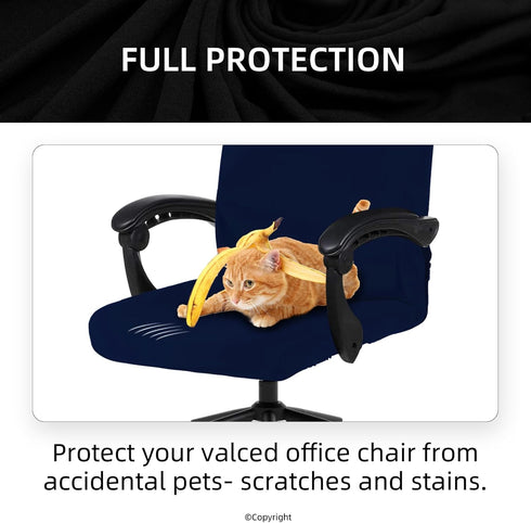 Stretch Computer Office Chair Cover with Durable Zipper - Universal Washable Removable Spandex Rotating Boss Chair Slipcovers - Anti-dust Desk Cha...